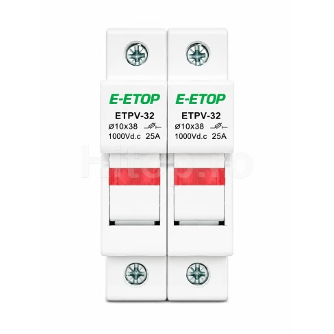 E-ETOP ETPV-32, suport dublu pentru siguranțe fuzibile, 1000V DC, 32A
