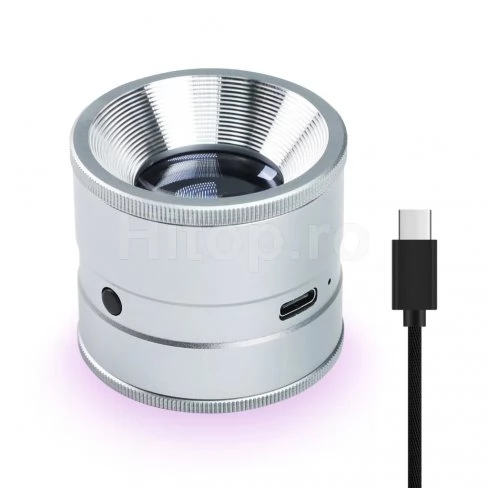 Lupă cu mărire de 10x, scală de măsurare, lumină LED albă și violetă Lupă cu mărire de 10x, scală de măsurare, lumină LED albă și violetă
