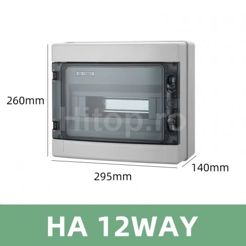Tablou electric 12, IP 65 pentru sistem monofazat cu două șiruri, neechipat
