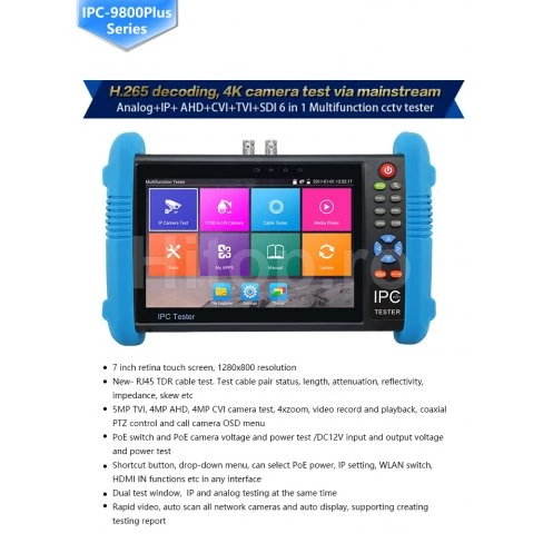 Tester profesional pentru camere CCTV IPC-9800ADH Plus cu Android și multe extra
