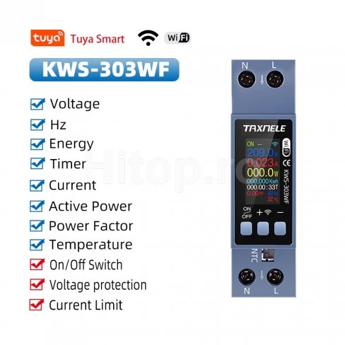 Taxnele KWS-303WF contor electric multifuncțional WiFi 40A
