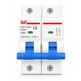 Întrerupător de circuit CC E-ETOP, LD47-125PV, 2P, 125A, 500V CC, 10kA, șină DIN, pentru sisteme fotovoltaice
