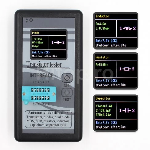 Tester multifuncțional pentru tranzistori, diode, tiristoare, condensatori, rezistențe inductanță MOSFET ESR LCR meter