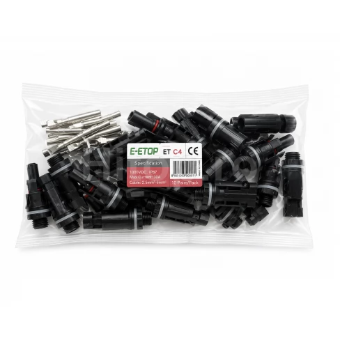 Set 10 perechi conectori MC4 pentru tablouri fotovoltaice, E-ETOP – MC4SET10L