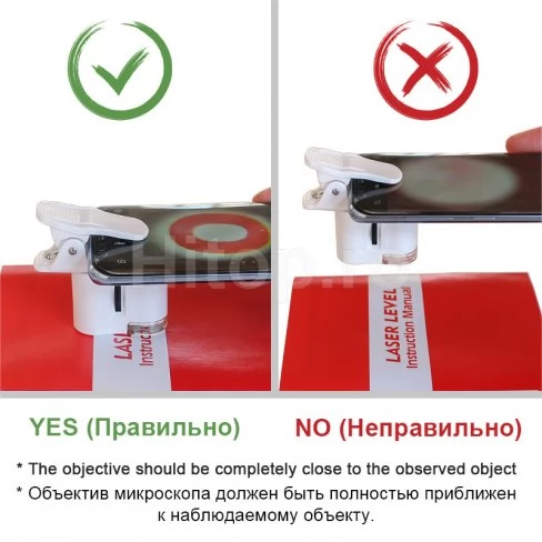 Microscop universal 60X pentru telefoane inteligente cu LED alb și lumină UV