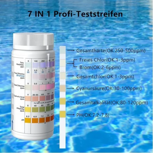 Benzi de testare 7in1 pentru piscine, jacuzzi, jacuzzi etc. 100pcs.