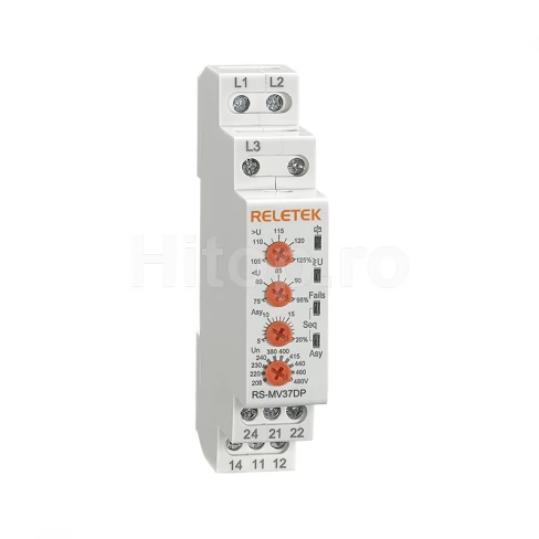 Reletek RS-MV37DP Releu de monitorizare a tensiunii trifazate 3P+N 120–277V 8A montare DIN