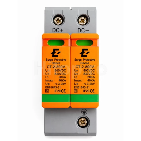 Descărcător catodic DC800V, 2P, SPD, Descărcător, E-ETOP, 20-40KA UP3.2Kv Sisteme fotovoltaice