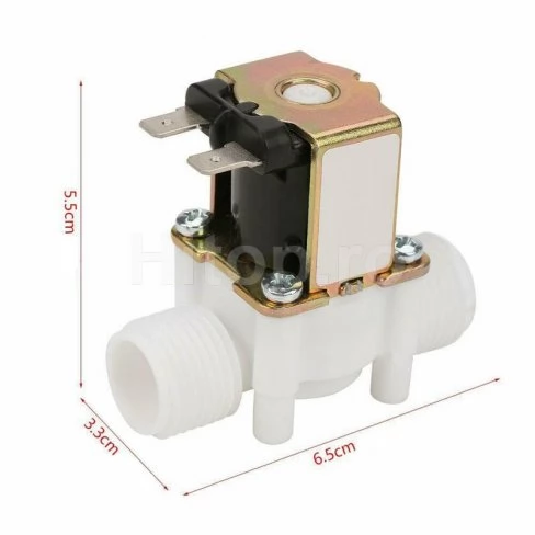 Supapă electromagnetică 1/2 normal închisă 12V corp plastic