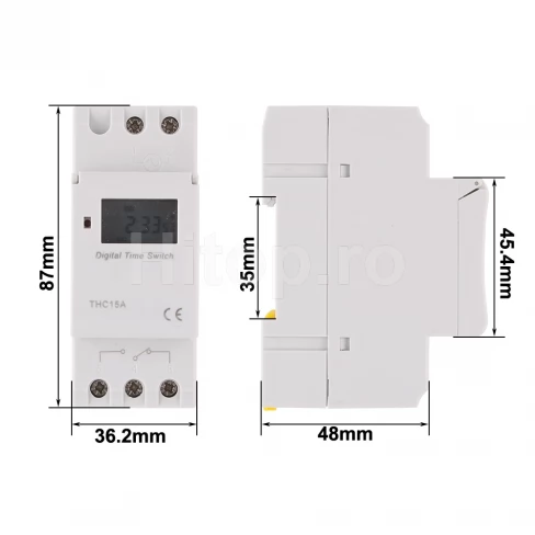 Cronometru săptămânal programabil AC 220V-240V, 15A pentru montare pe șină