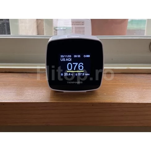 Monitor PM 2.5, US AQI, CN AQI, higrometru, temperatură, dată și oră, certificat de calibrare Monitor PM 2.5, US AQI, CN AQI, higrometru, temperatură, dată și oră, certificat de calibrare
