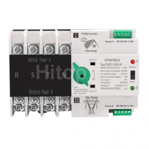Comutator automat de transfer ATS trifazat 4P 125A pentru sisteme fotovoltaice – Taxnele