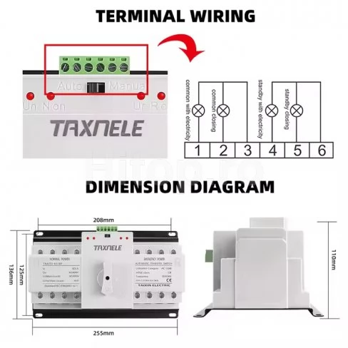 Comutator automat de transfer trifazat 400V 63A 4P – TXATS1-63-4P