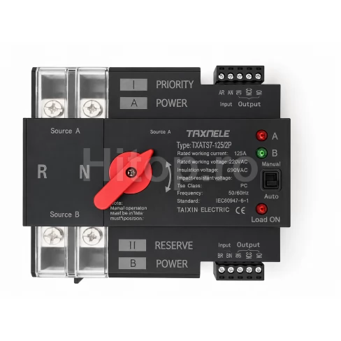 Comutator automat de transfer ATS 2P 125A, Dual Power, AC 230V – Taxnele TXATS7-125A-2P