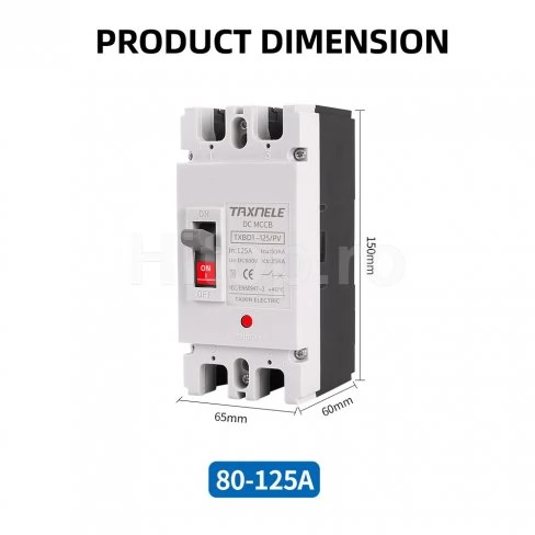 Taxnele TXBD1-100PV întrerupător automat MCCB 100A, 2P, 600V DC Taxnele TXBD1-100PV întrerupător automat MCCB 100A, 2P, 600V DC
