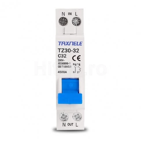 Întrerupător automat mini MCB 10A, 1P+N, AC 230V, șină DIN – Taxnele TZ30-32-10A