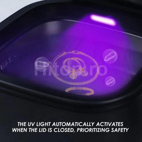 Baie cu ultrasunete pentru curățarea bijuteriilor cu volum de 255ML și lumină UV pentru dezinfecție