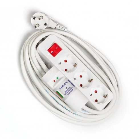 Priză de protecție la trăsnet 3x16A, 3 prize, comutator, cu cablu de 1,5 m