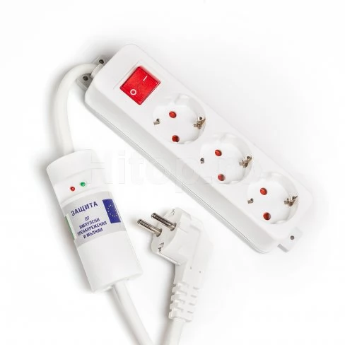 Priză de protecție la trăsnet 3x16A, 3 prize, comutator, cu cablu de 1,5 m
