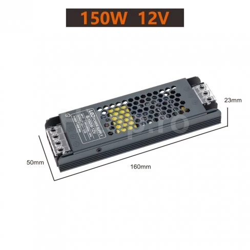 Sursă de alimentare pentru bandă LED 12VDC, 150W, 12.5A, carcasă metalică subțire