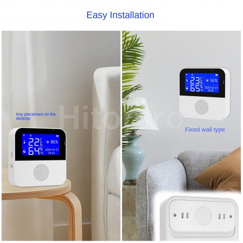 Termometru și higrometru de cameră WiFi + sondă de temperatură exterioară Termometru și higrometru de cameră WiFi + sondă de temperatură exterioară