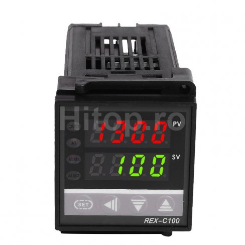 Termocontroler REX C100 la 220V, termoregulator -199 la 1372° C, ieșire releu NO + NC, senzori K, J, Pt100 Termocontroler REX C100 la 220V, termoregulator -199 la 1372° C, ieșire releu NO + NC, senzori K, J, Pt100