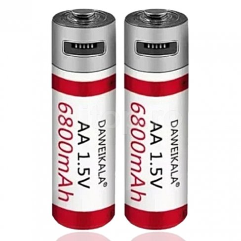 Baterie reîncărcabilă Li-ion AA 1.5V, 6800mAh, USB Type-C, 2 buc.