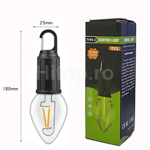 Lampă de camping LED reîncărcabilă, formă conică, lumină galbenă caldă Lampă de camping LED reîncărcabilă, formă conică, lumină galbenă caldă