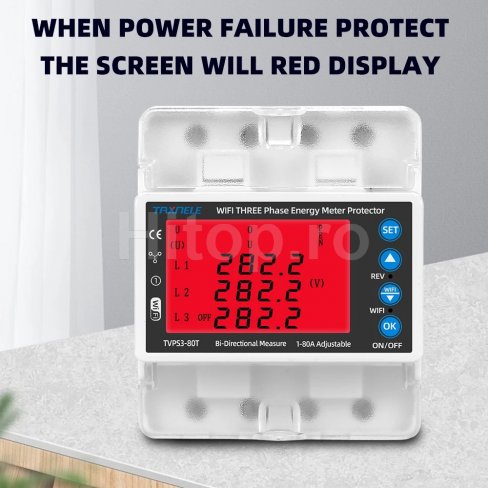 Contor inteligent trifazat WIFI cu protecții multiple Tuya Smart Life 380V 80A Contor inteligent trifazat WIFI cu protecții multiple Tuya Smart Life 380V 80A