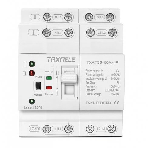 Comutator automat de transfer ATS trifazat 4P 80A, AC 400V – Taxnele TXATS6-80A-4P