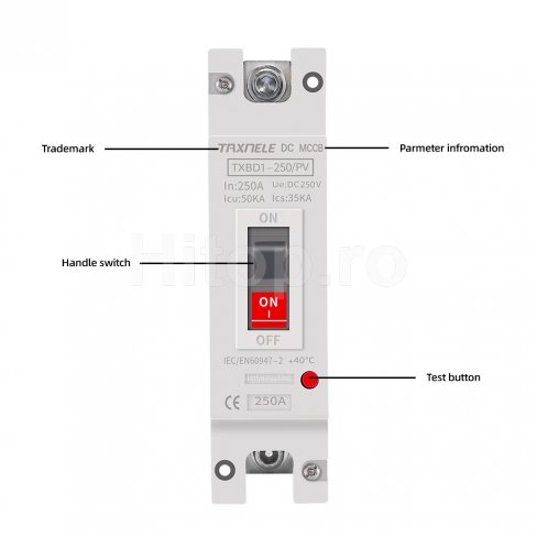 Întrerupător automat 200A MCCB, DC600V, protecție la suprasarcină și scurtcircuit pentru sisteme fotovoltaice Întrerupător automat 200A MCCB, DC600V, protecție la suprasarcină și scurtcircuit pentru sisteme fotovoltaice