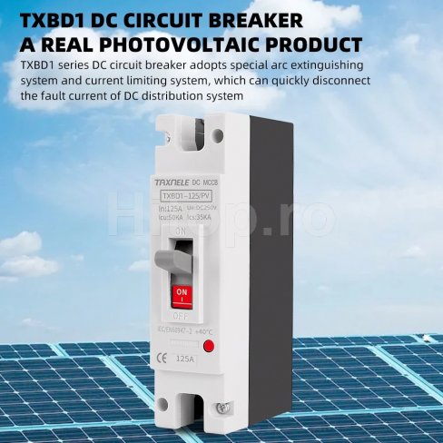Întrerupător automat 200A MCCB, DC600V, protecție la suprasarcină și scurtcircuit pentru sisteme fotovoltaice Întrerupător automat 200A MCCB, DC600V, protecție la suprasarcină și scurtcircuit pentru sisteme fotovoltaice