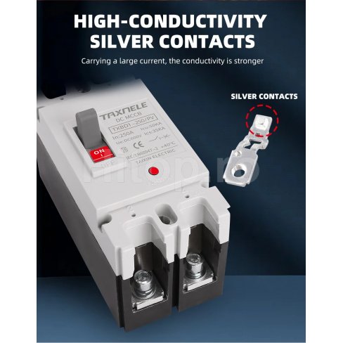 Întrerupător MCCB protecție la suprasarcină și scurtcircuit pentru sisteme fotovoltaice 250A DC600 Întrerupător MCCB protecție la suprasarcină și scurtcircuit pentru sisteme fotovoltaice 250A DC600