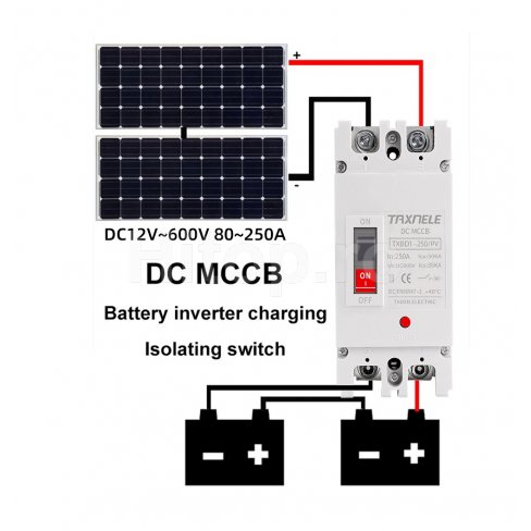 Întrerupător MCCB protecție la suprasarcină și scurtcircuit pentru sisteme fotovoltaice 250A DC600 Întrerupător MCCB protecție la suprasarcină și scurtcircuit pentru sisteme fotovoltaice 250A DC600