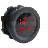 Voltmetru digital rezistent la apă 12 - 24V și termometru
