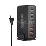 Încărcător rapid GaN 240W cu 4 porturi de tip A și 4 porturi de tip C